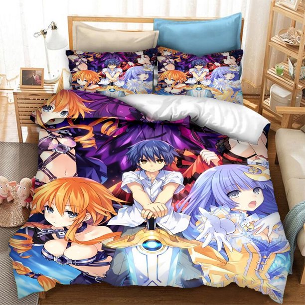 ing Anime Date A Live Bedding Set Boys Girls Twin Size Duvet Cover Pillowcase Bed Kids Adult Fashion Home Textiles Bed Sheets