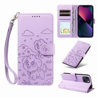 Funda Billetera Foxdock Compatible Con Iphone 14 Plus , Diseño Perrito Tierno, Ranuras Para Tarjetas Y Soporte Plegable