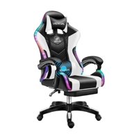 Silla Gamer Con Luz Rgb Reposapiés Y Masajeador Reclinable C - Blanca.