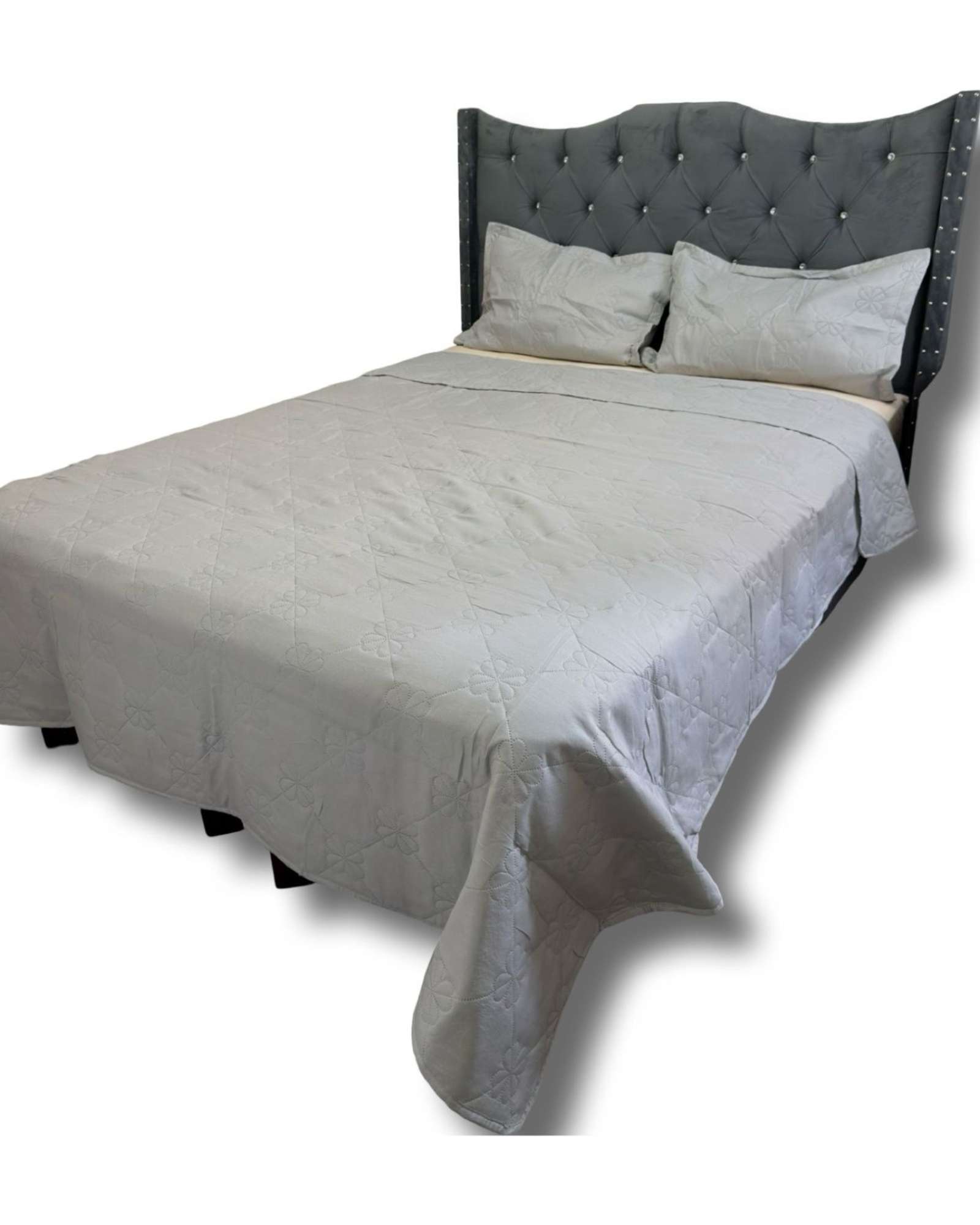 Iiimussa - Cobertor Quilt De Lujo Verano Delgado 2 Plazas Gris