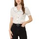 thumbnail image 5 of INSPIRE CHIC Blusa Vintage de Mujer para Regreso a Clases con Lunares, Cuello Peter Pan, Mangas Cortas Abullonadas, Camisa Blanca XL, 5 of 8