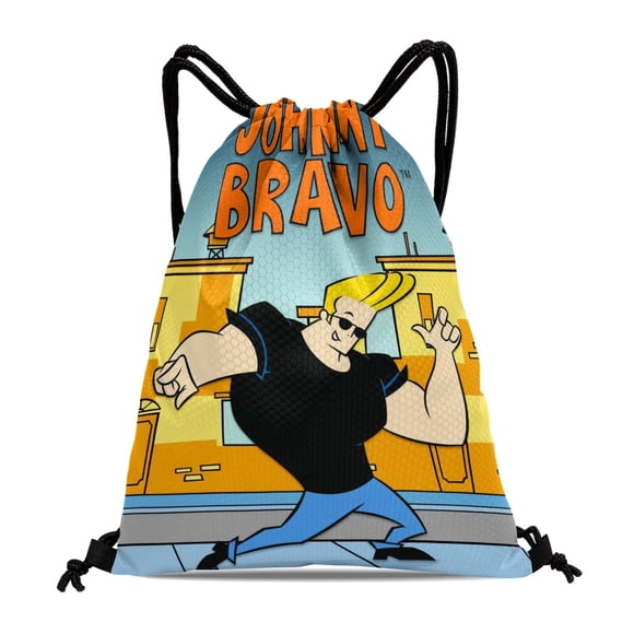 Johnny Bravo Mochila de Cuerdas para Deportes y Gimnasio, Bolsa de Cuerdas Resistente al Agua, Bolsa Cinch, 30×40cm