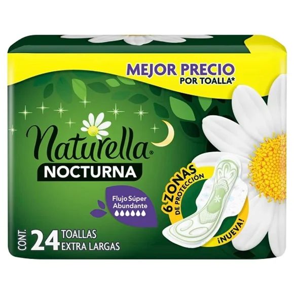 Toalla Higiénica Nocturna Extra Largas Flujo Súper Abundante x 24 Unidades