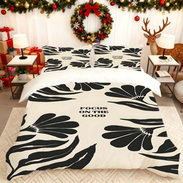 Dark Green Floral Focus on Beauty Printed Duvet Cover Set Bedding Soft And Comfortable for All Seasons Essential for Home Bedroom Guest Room Perfect Gift for Fa