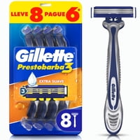 Máquina De Afeitar Desechable Prestobarba3 Con Afeitadas Suaves 8 Un Gillette