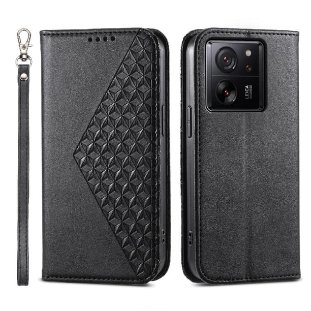 Funda Flip FOXDOCK para Xiaomi 13T , Estilo Billetera con Diseño Rombo, Correa de Mano y Soporte, Uso Diario