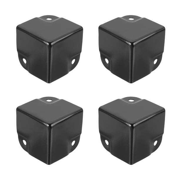 Uxcell 4 Paquete 1.38" x 1.38" Protectores de Esquina para Altavoces, Protector de Borde de Caja de Hierro para Altavoz, Guitarra, Escenario, Gabinetes, Reemplazo de Accesorios, Negro
