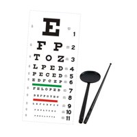 Magideal - Tabla De Medición De Agudeza Visual, Tabla De Pared Educativa, Tabla De Prueba De Baja Visión De Pvc Con Puntero Oclusor Ocular Y Tira De Color, Adecuada Para Oficina. Oclusor De Ojo Negro