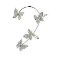 Ioensy - Clip Pendiente Mariposa Ear Cuff Clip Para Uso Diario Amantes Plata Izquierda