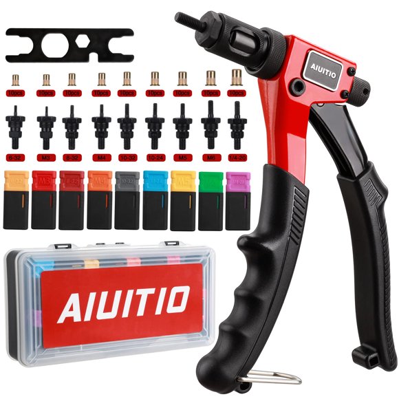 Herramienta de Tuerca de Remache AIUITIO 20 cm 9 Mandriles 90 piezas (Kit)