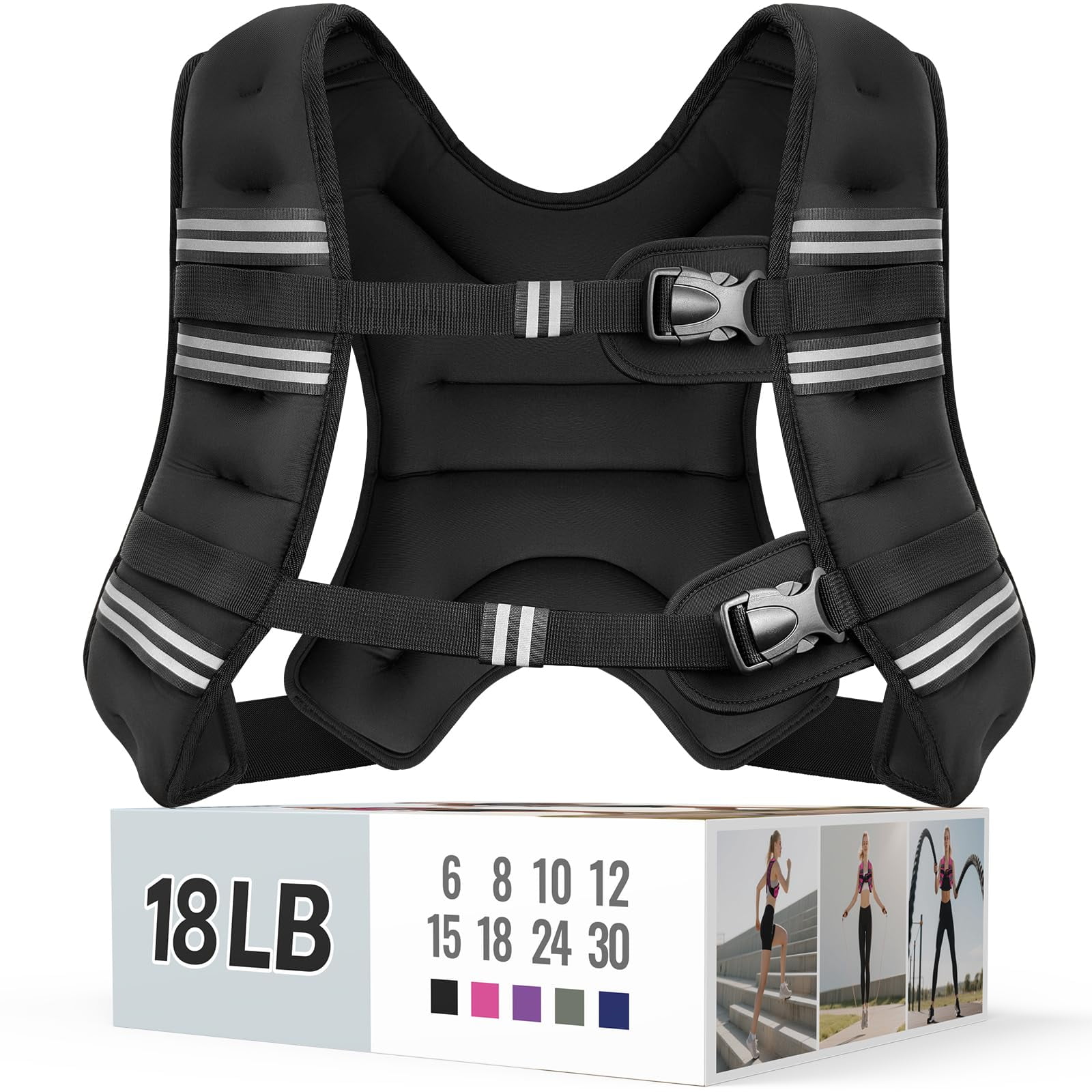 Chaleco Pesado Zeerun De 8 Kg Para Mujeres Y Hombres De 18 Libras, Color Negro