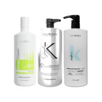 Set Shampoo Anti Residuos Deep Clean + Reversor Químico Grand K + Alisado Nature K Grankéra Profissional 1 Lt