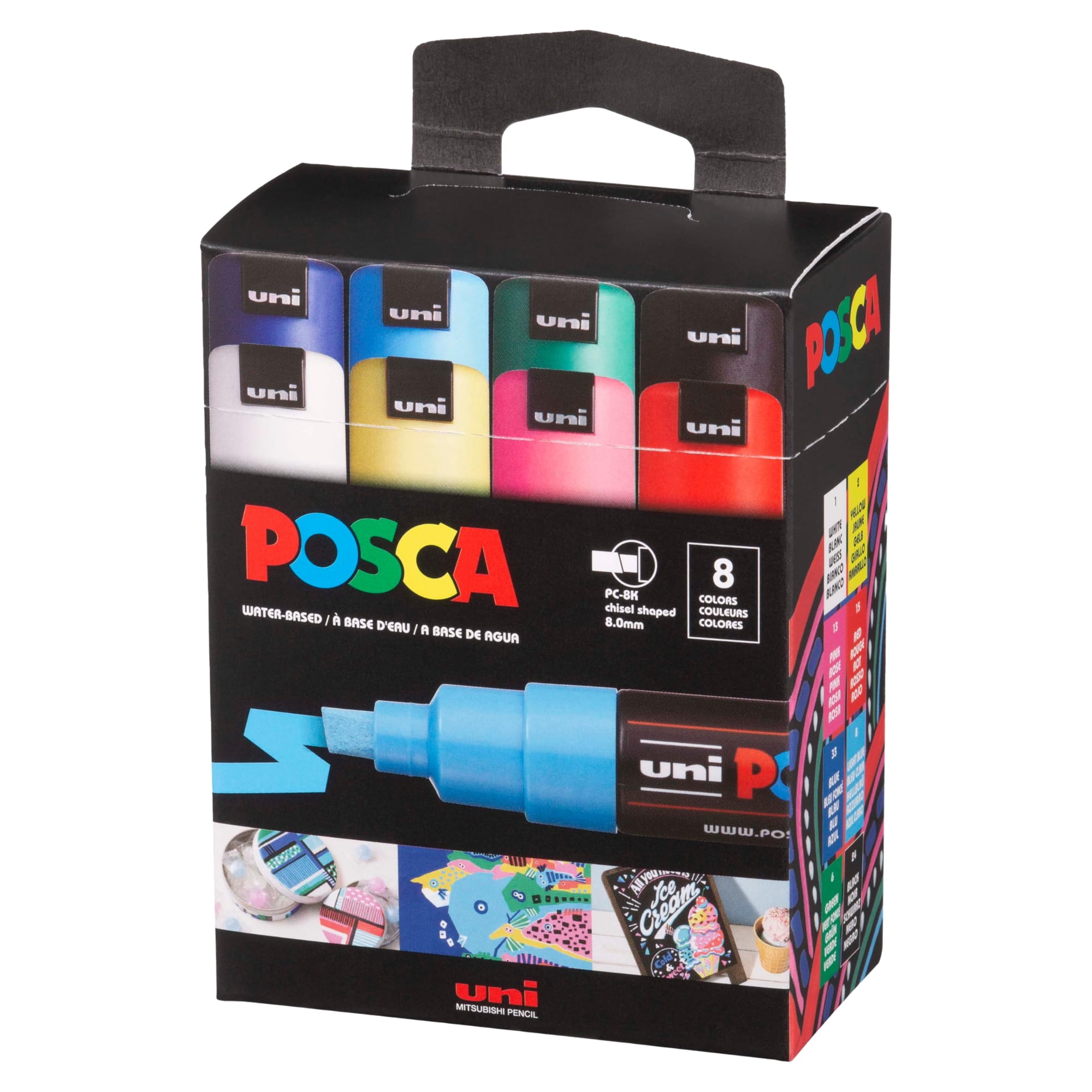 Marcadores De Pintura Posca Pc8k Con Puntas Anchas Cinceladas, Juego De 15