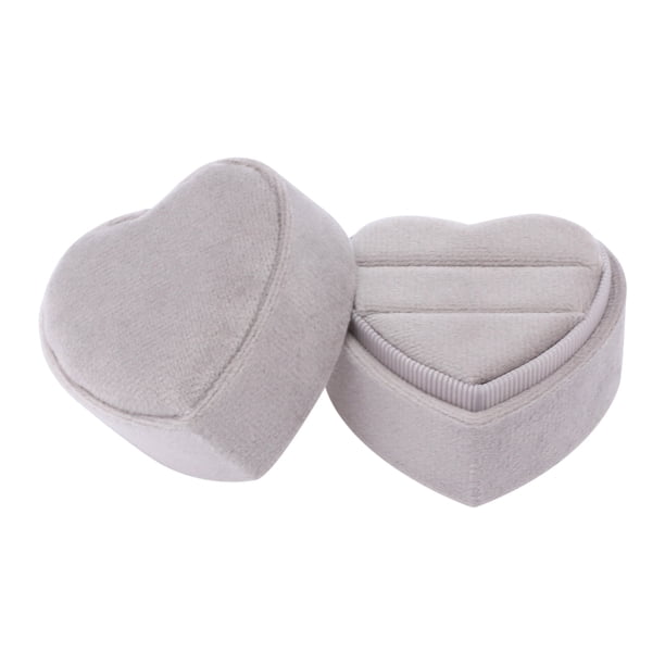 Caja de Anillo de Terciopelo REGALWOVEN para Propuesta, Compromiso, Boda, Ceremonia, Caja de Almacenamiento de Anillos de Joyería Soporte de Anillo Gris 2*2*1.7in