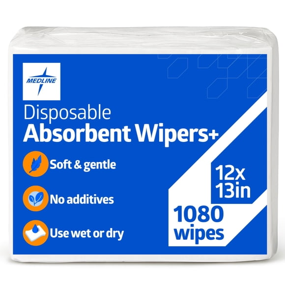 Limpiaparabrisas Medline, absorbentes, desechables, resistentes, secas, 12 x 13 cm