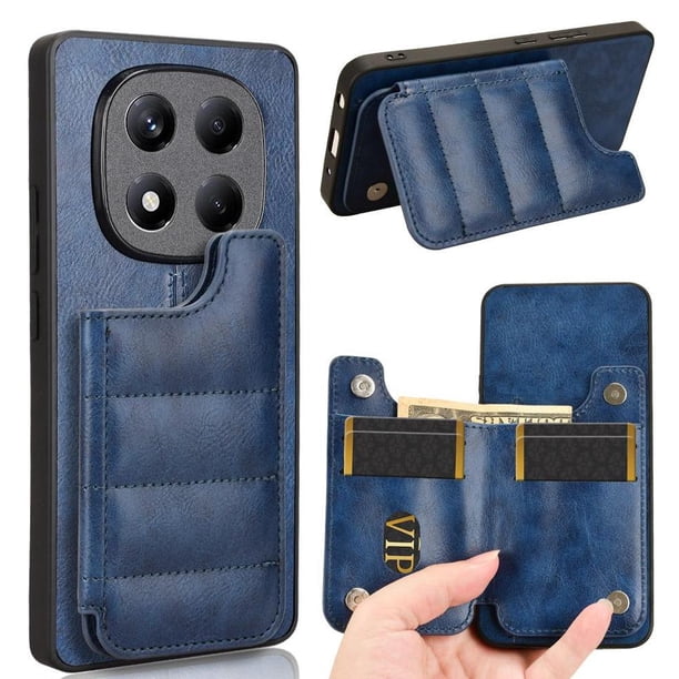 Funda Cartera Desmontable para Xiaomi Redmi Note 14 Pro 4G con Soporte y Ranuras Azul
