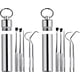 thumbnail image 1 of Juego de palillos de dientes portátiles de titanio de bolsillo, palillos dentales de acero inoxidable, herramientas dentales de metal reutilizables, accesorios para acampar, cocina, viajes, picnic con, 1 of 7