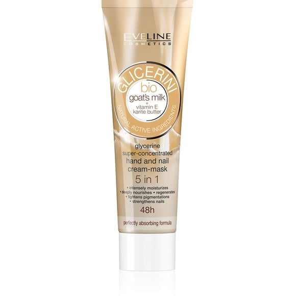 Mascarilla crema para manos y uñas Eveline Glicerina 5 en 1 con leche de cabra bio