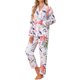 thumbnail image 4 of Conjunto de Pijamas para Mujeres INSPIRE CHIC de Manga Larga 2 Piezas Ropa de Dormir con Botones y Patrón Floral con Bolsillos M Hoja Ancha, 4 of 6