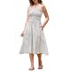 thumbnail image 1 of INSPIRE CHIC Vestido Midi de Mujer con Cuello Halter Verano Cintura Fruncida Vestido de Rayas para Playa y Vacaciones XS Blanco, 1 of 6