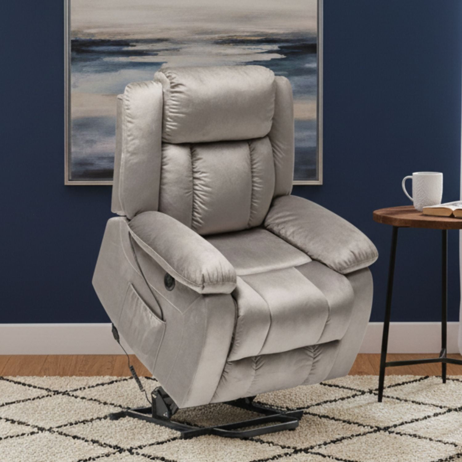 Daniels - Berger Reclinable Eléctrico Lift + Masaje + Calentador Livorno Gris Claro Km8822mlg