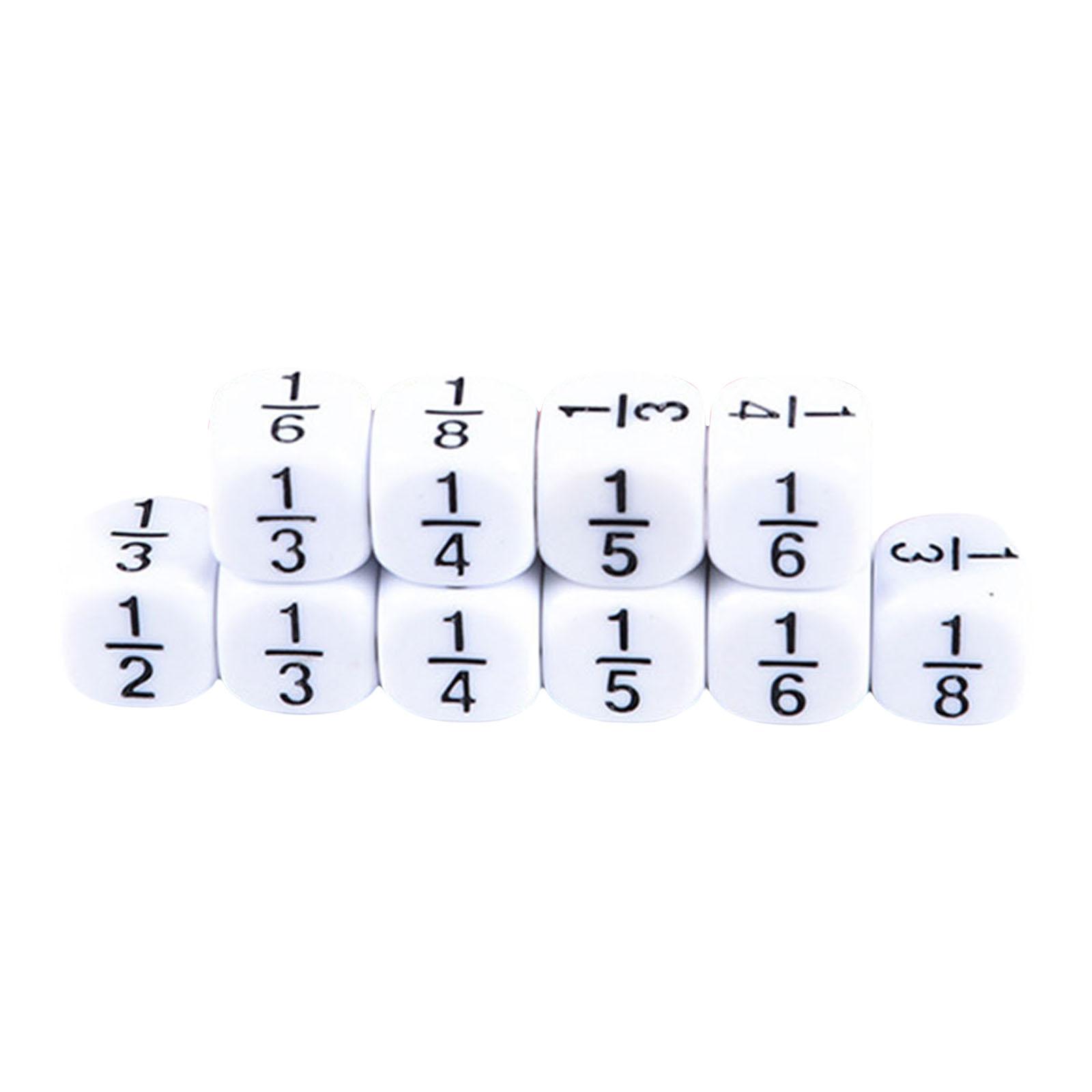 Bothyi - 10 Dados De Fracción De Acrílico, Juguetes Educativos Para Niños, Suministros Para Escuela En Casa