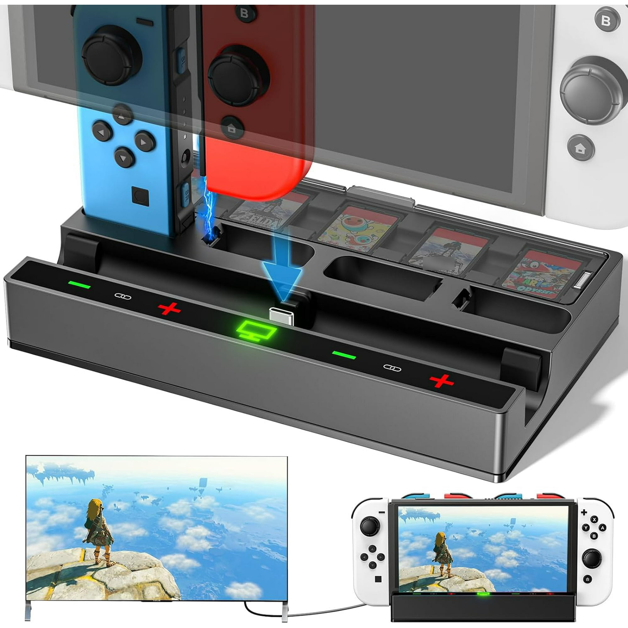 Base Para Tv Aaronmei Con Cargador De Controlador Para Switch Hdmi 4k Negro