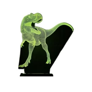 Lelumania - Lampara Ilusion 3D Dino Rex De 7 Colores, Base Touch