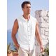 thumbnail image 4 of Camisa sin mangas con capucha de lino con cordón para hombre INSPIRE CHIC M Blanco, 4 of 5