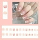thumbnail image 1 of 24pcs Pink French Tip Press On Nails Medium Square Fake Nails Glossy Full Cover Glitter Powder Stick On Nails False Nails With White Edge Design, Artificial Acrylic Nails With Glue Sticker For Women G, 1 of 3