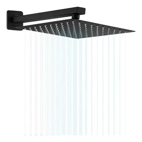 Plato Ducha Cuadrado Negro 25cm + Brazo 40 Cm Negro Taumm