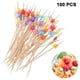 thumbnail image 1 of 100 palillos de cóctel hechos a mano de bambú natural, ecológicos, para aperitivos, frutas y postres., 1 of 8