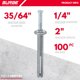 thumbnail image 2 of Anclaje con clavo Hammer Drive Surge BP 1/4 x 2 MH de acero al carbono, 2 of 7
