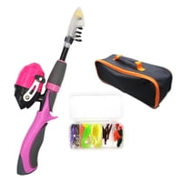 Magideal - Juego Combinado De Caña De Pescar Para Niños, Caña De Pescar Telescópica Y Carrete Con Carrete De Pesca, Caña De Pescar Para Niños Apta Para Viajes, R Violeta