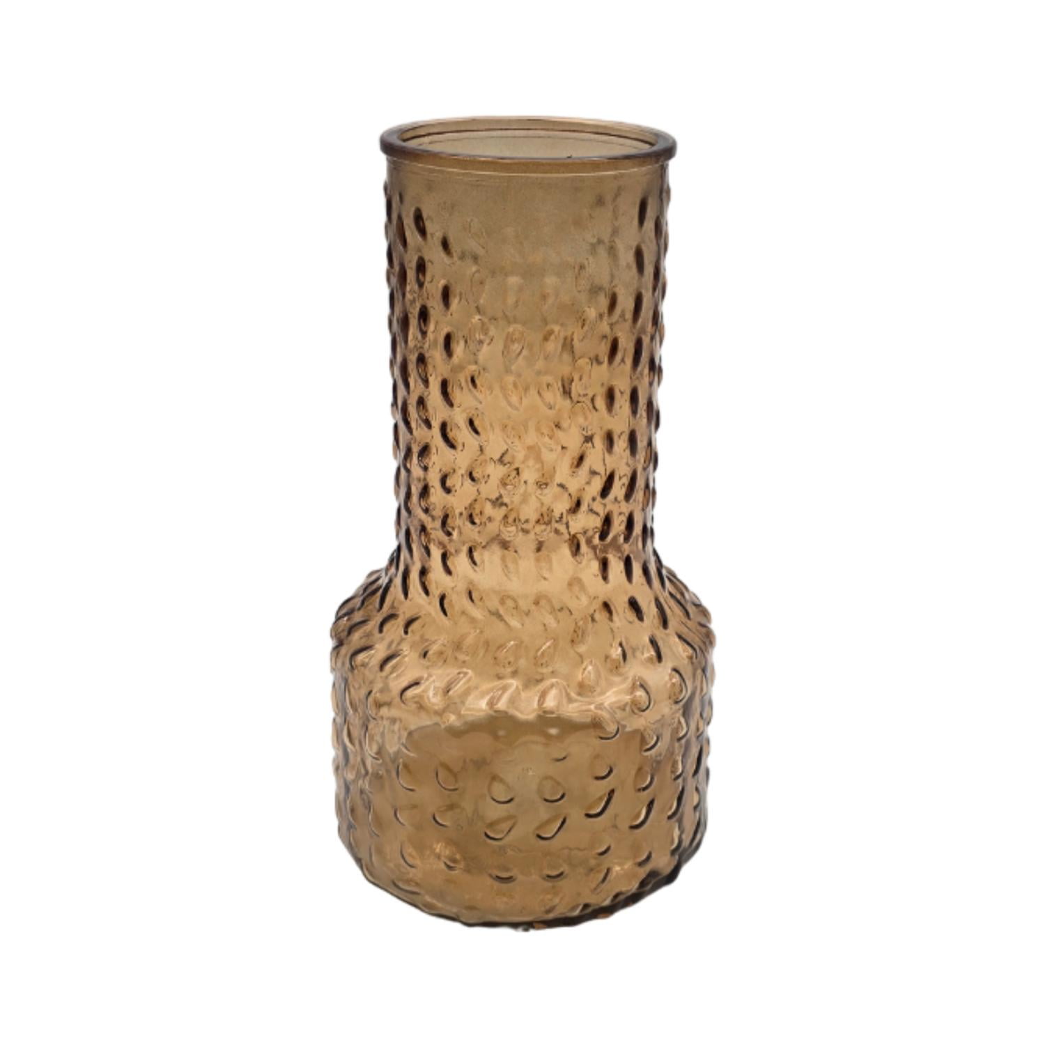 Fliperex - Florero Decorativo De Vidrio Con Diseño Base Ancha Café 25