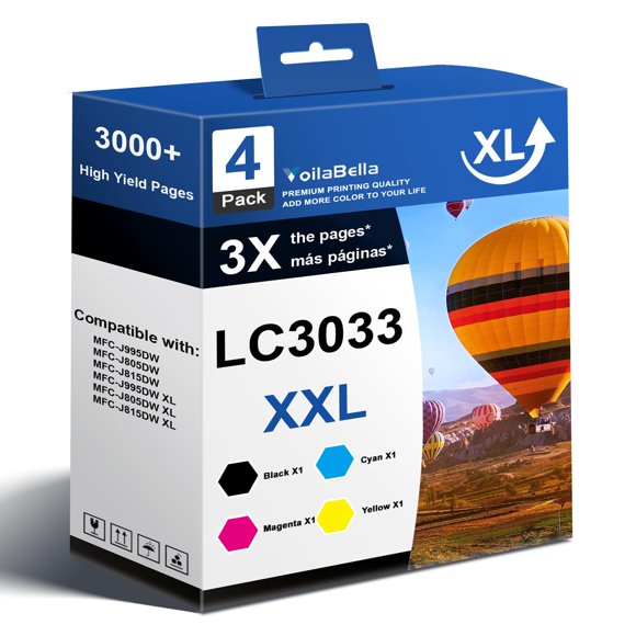Cartuchos de Tinta VoilaBella LC3033XXL Paquete de 4 BK/C/M/Y