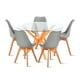 thumbnail image 1 of Comedor redondo de vidrio Cross 120cm + 5 Silla Tulip Acolchada - Gris, 1 of 3