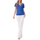 thumbnail image 2 of INSPIRE CHIC Blusas Casual de Mujer con Cuello en V, Mangas Cortas, Decoración de Botones y Fruncido, Azul Real XL, 2 of 6