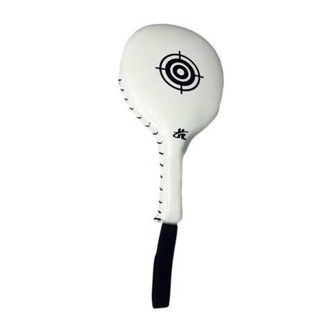 Ioensy - Almohadilla De Patada De Taekwondo De Cuero Sintético De 14,2 X 7,5 Pulgadas Para Pies Y Manos, Equipo De Combate Blanco