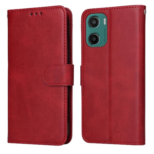 Funda Billetera para Motorola Moto E15 con Porta Tarjetas y Soporte Ajustable Rojo