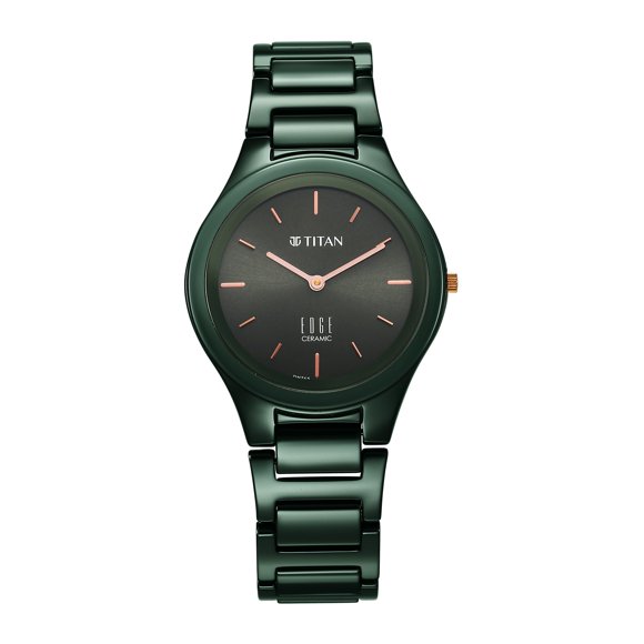 Reloj Titan Casual para mujer, esfera verde, carcasa verde, Edgeceramics