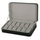 thumbnail image 3 of 12 ranuras puntada de lujo negro pu cuero cremallera reloj display organizador, 3 of 5