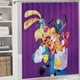 thumbnail image 5 of Bonkers-theme 4-Piece Shower Curtain Set with Rugs, Waterproof Bathroom Decor Set Includes Bath Mat, U-Shaped Rug, Toilet Lid Cover and Curtain with Hooks, 5 of 6