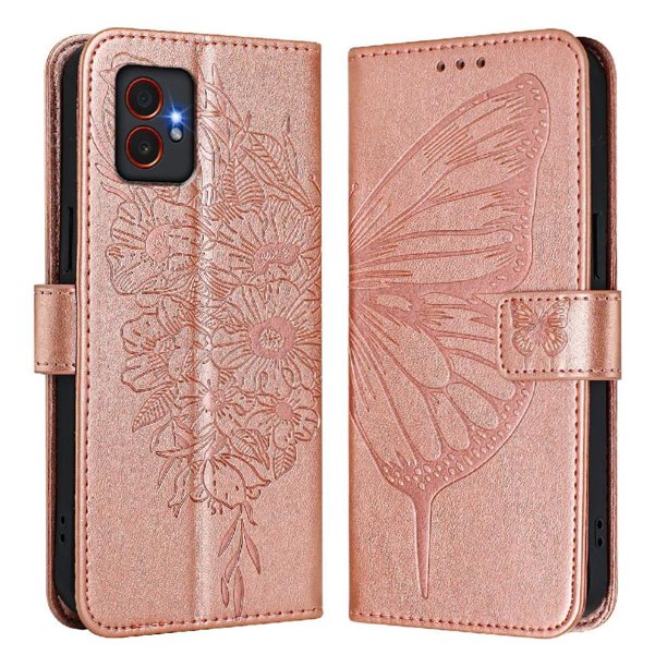 Funda cartera mariposa para Samsung Galaxy XCover7 Pro con soporte y ranuras para tarjetas Oro rosa