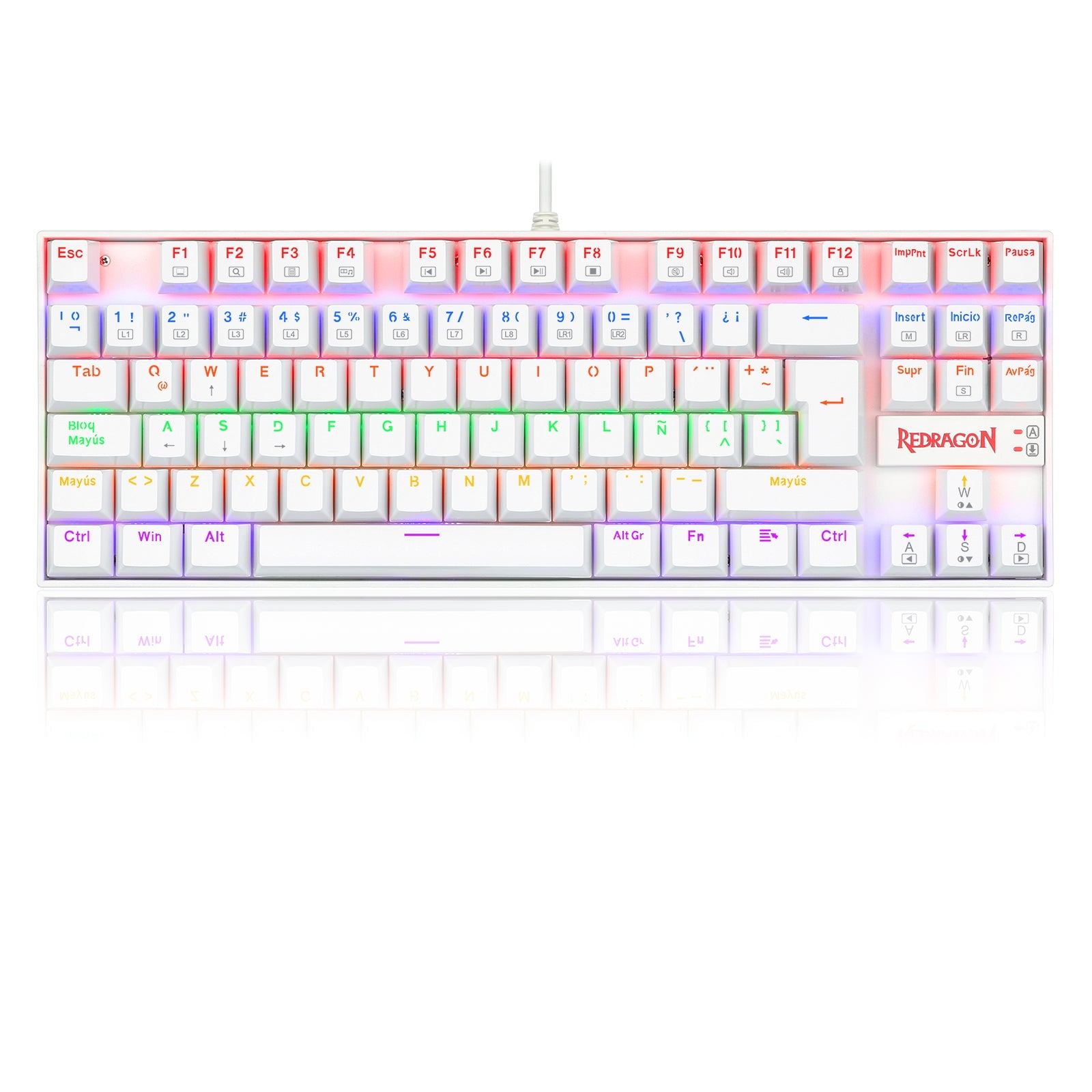 Redragon - Teclado Gamer Kumara 2 K552r-sp Rainbow Switch Red Blanco
