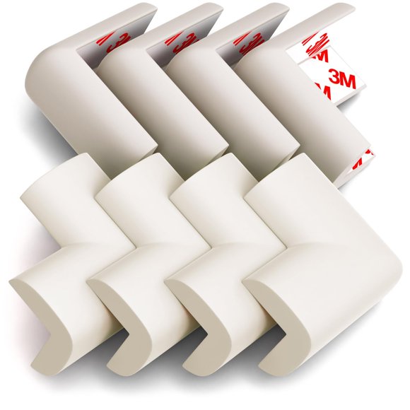 Protectores de Esquinas Komfortology Pack de 8 con Cinta Adhesiva Preaplicada (Blanco)