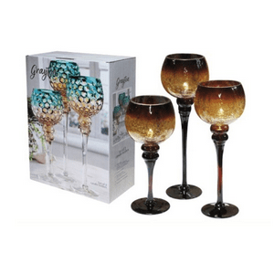 Muebles Santa Ana - Juego 3 Copas Candelabro Paradise (Dorado) Craquelado