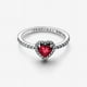 thumbnail image 5 of Anillo Timeless Elevado Plata De Ley Corazón Rojo Caja De Regalo 5, 5 of 6