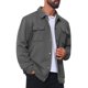 thumbnail image 5 of Chaqueta casual de hombre con botones, mangas largas, estilo camionero para uso diario, talla L, color gris, 5 of 6
