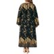 thumbnail image 3 of Agnes Orinda Vestido Maxi Boho de Talla Grande para Mujer, Estilo Escolar y Universitario, con Estampado, Cuello Redondo, Manga Larga, Cinturón, Casual, Línea A, Fluyente, Talla 2X, Negro, 3 of 6